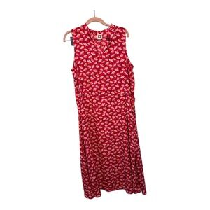 Anne Klein Pink Floral Sleeveless Midi Dress Split V-Neck Size 10 Flowy Feminine